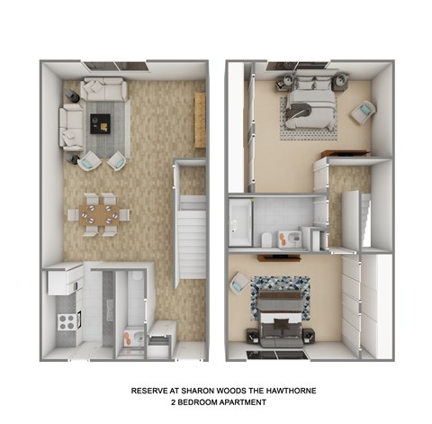 Floor plan for 2 beds, 1.5 baths, 1575 sqft